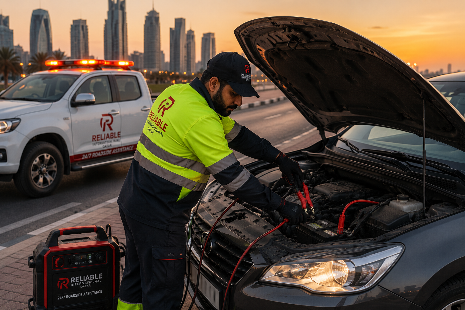 Car jumpstart roadside assistance in Qatar